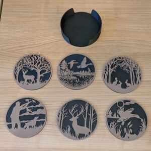 Nature Silhouette Coaster Set with Holder